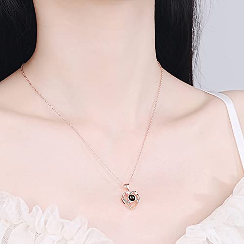 I Love You Necklace 100 Languages Projection Love Necklace Best Gift for Her Romantic Gifts for Girlfriend Women Jewelry
