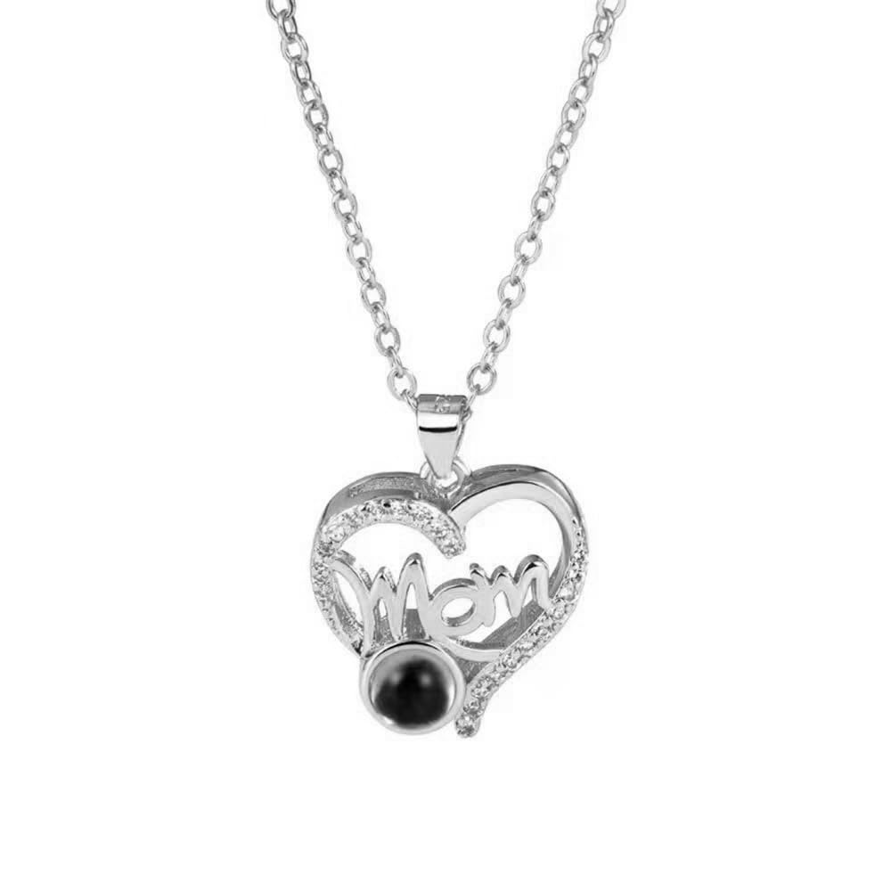 TINGKU Mothers Day Gifts for Mom Custom Photo Necklace with Picture Inside I Love You Necklace 100 Languages Photo Pendant Picture Projection Necklace
