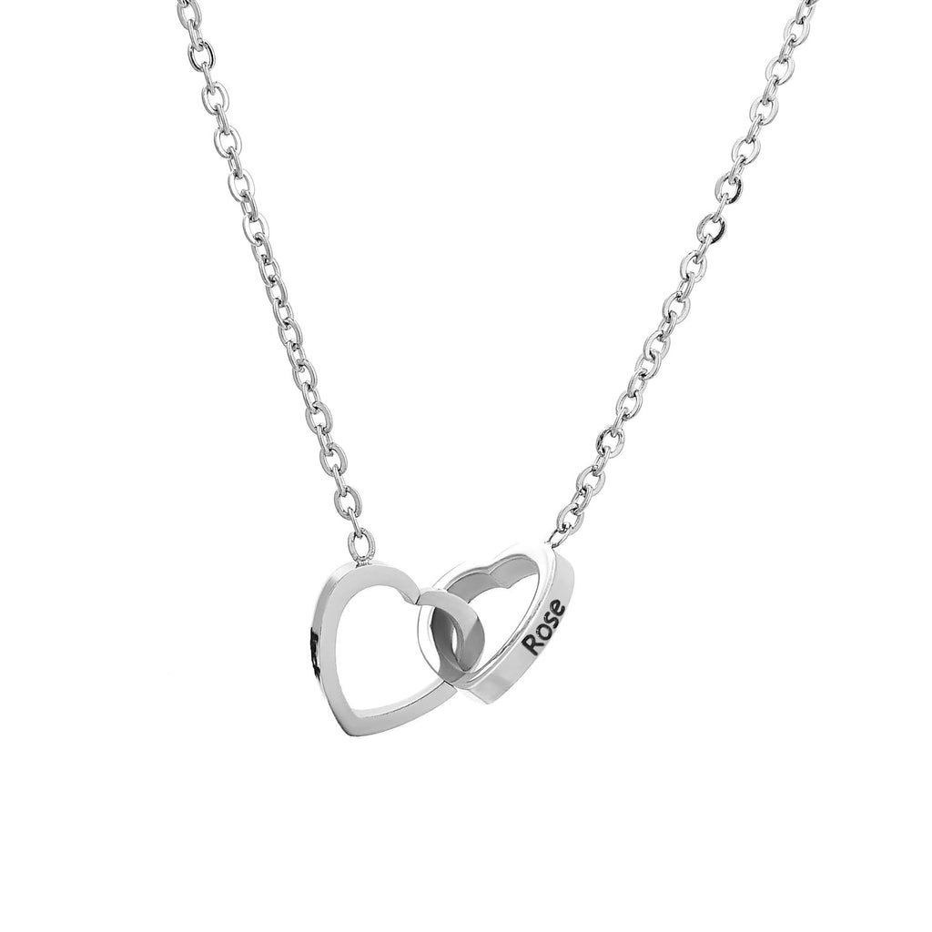 TINGKU Custom Name Necklace Double Loop Crossed Heart Necklace Lobster Clasp Stainless Steel Personalized Gifts for Women