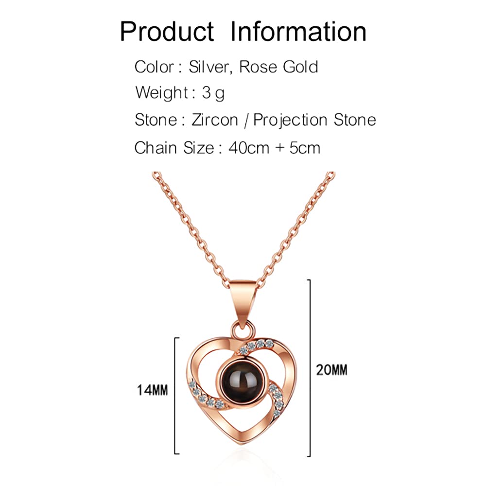 I Love You Necklace 100 Languages Projection Love Necklace Best Gift for Her Romantic Gifts for Girlfriend Women Jewelry