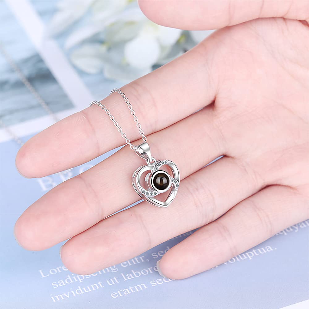I Love You Necklace 100 Languages Projection Love Necklace Best Gift for Her Romantic Gifts for Girlfriend Women Jewelry