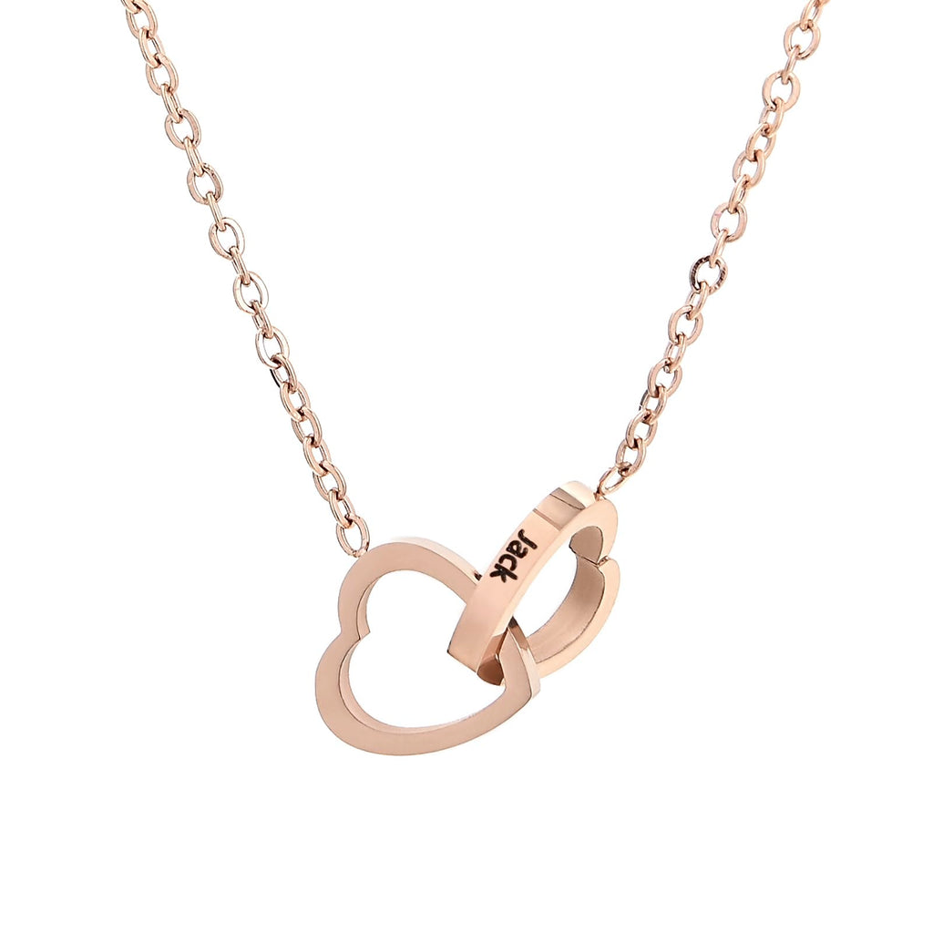 TINGKU Custom Name Necklace Double Loop Crossed Heart Necklace Lobster Clasp Stainless Steel Personalized Gifts for Women