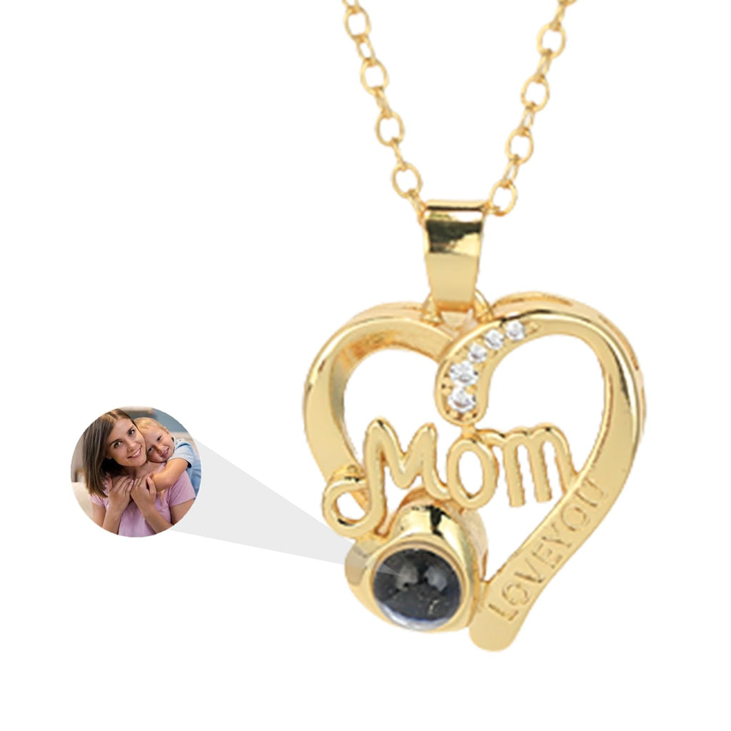 TINGKU Mothers Day Gifts for Mom Custom Photo Necklace with Picture Inside I Love You Necklace 100 Languages Photo Pendant Picture Projection Necklace