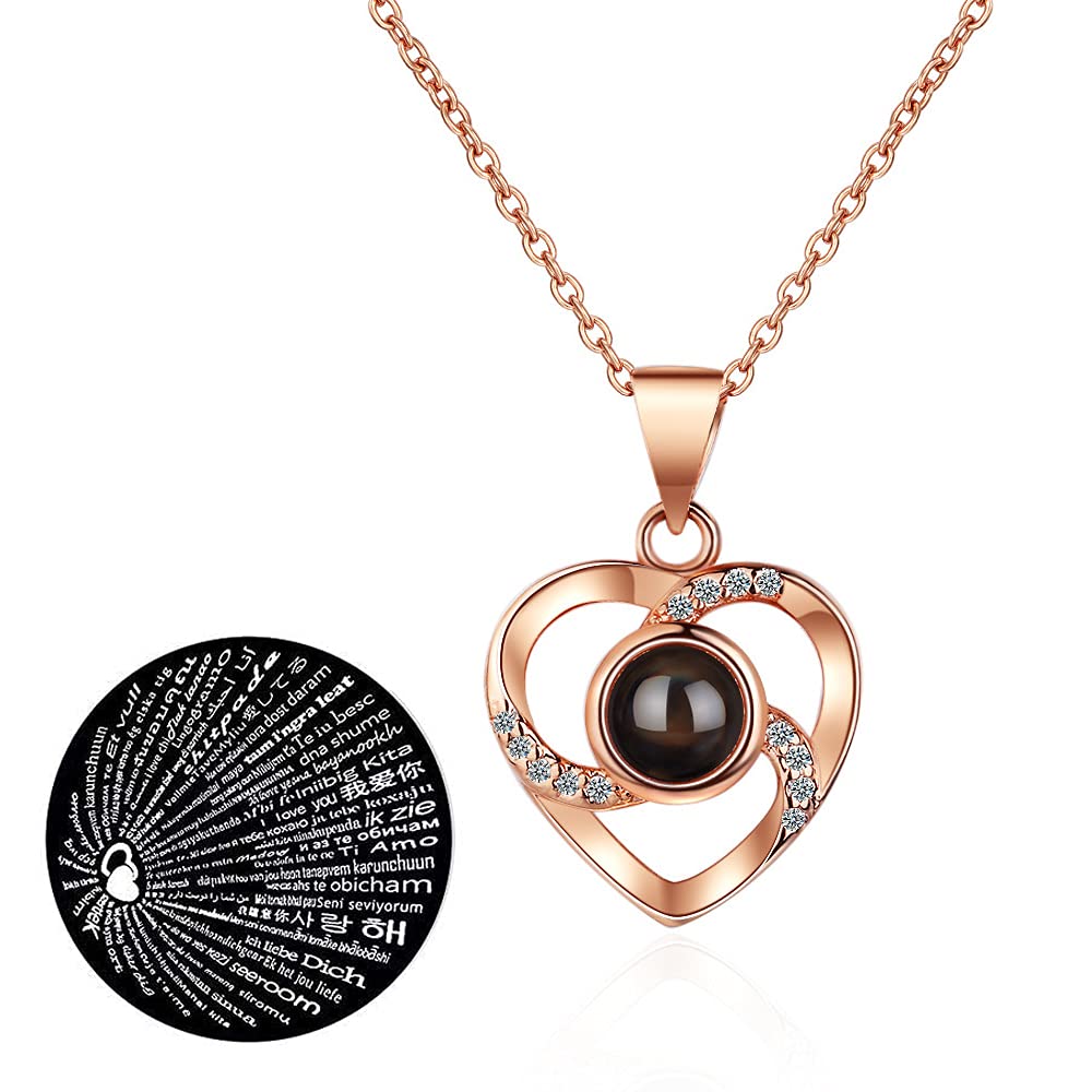 I Love You Necklace 100 Languages Projection Love Necklace Best Gift for Her Romantic Gifts for Girlfriend Women Jewelry