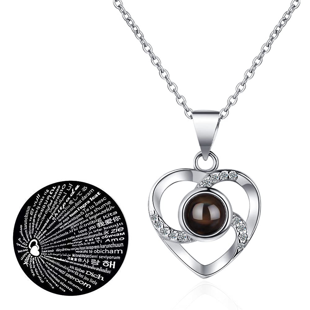 I Love You Necklace 100 Languages Projection Love Necklace Best Gift for Her Romantic Gifts for Girlfriend Women Jewelry