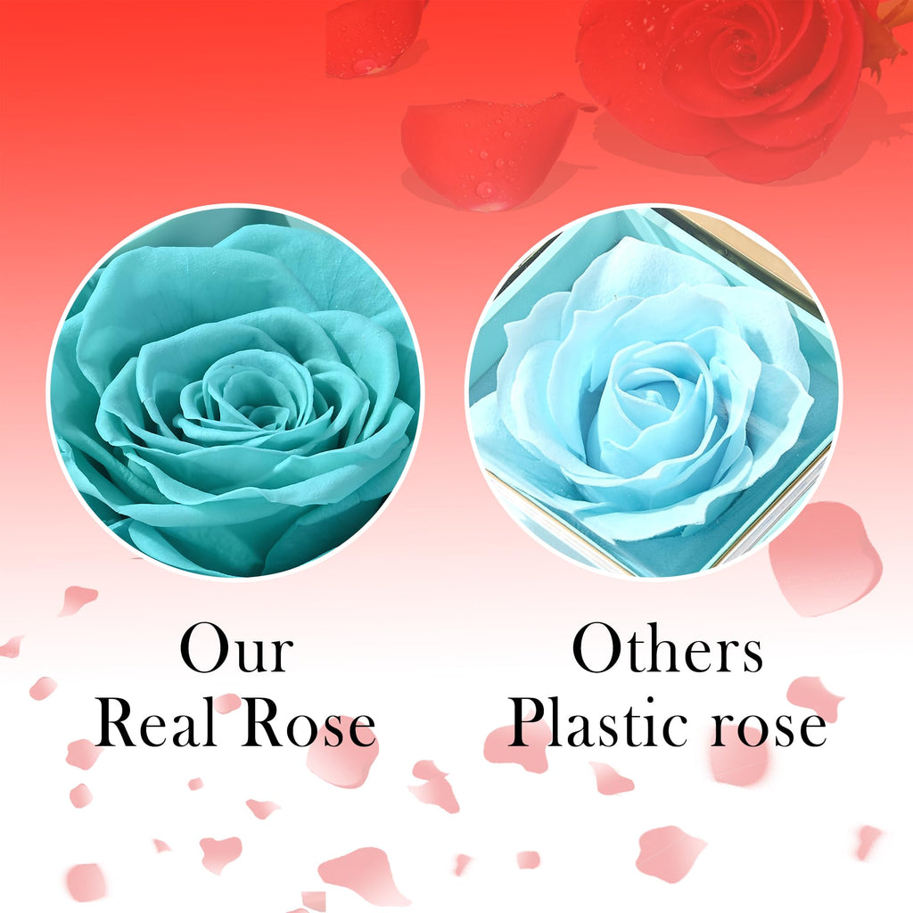 ‌TINGKU Eternal Real Rose Gift Box for Women, Preserved Rose with Customized Name Engraved Heart Necklace, Personalized Romantic Gift for Wife, Girlfriend, Mom, Mother's Day Love Keepsake