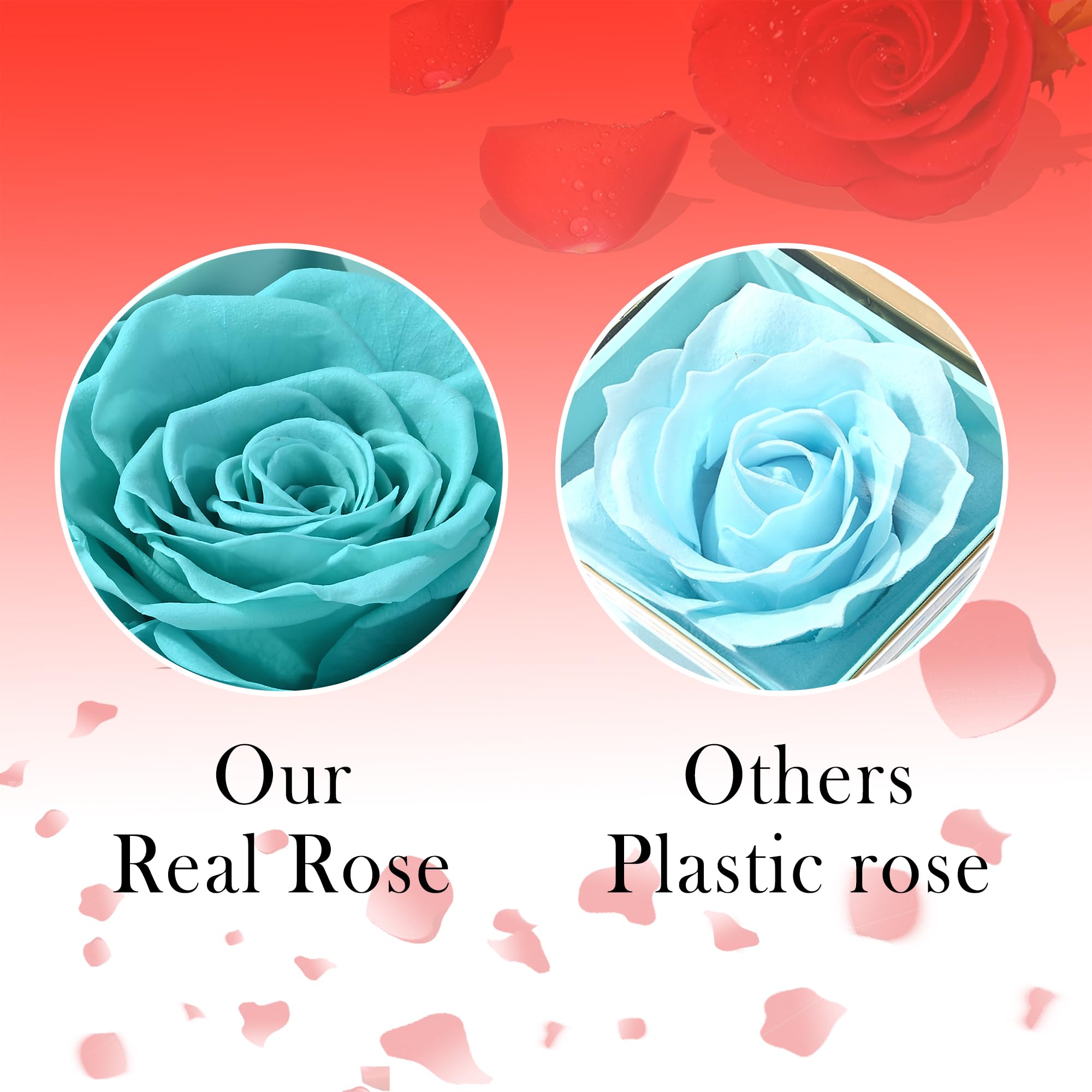 ‌TINGKU Eternal Real Rose Gift Box for Women, Preserved Rose with Customized Name Engraved Heart Necklace, Personalized Romantic Gift for Wife, Girlfriend, Mom, Mother's Day Love Keepsake