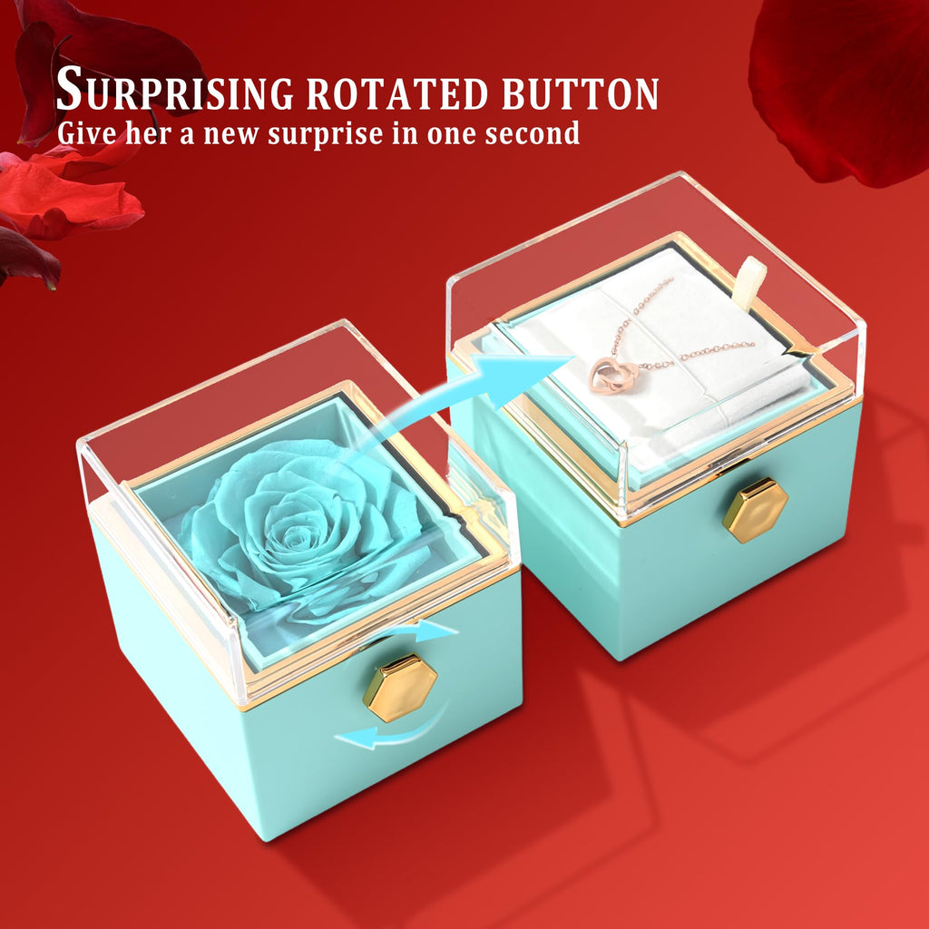 ‌TINGKU Eternal Real Rose Gift Box for Women, Preserved Rose with Customized Name Engraved Heart Necklace, Personalized Romantic Gift for Wife, Girlfriend, Mom, Mother's Day Love Keepsake