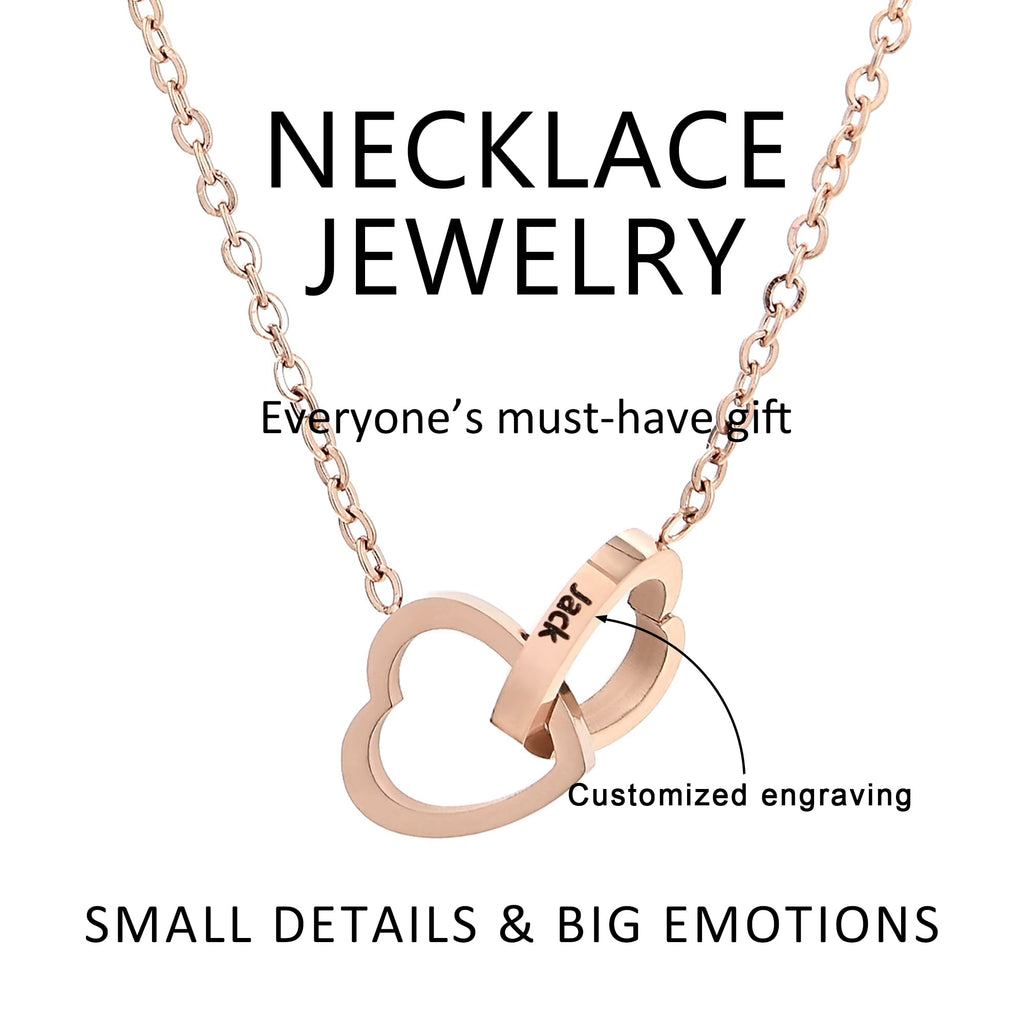 ‌TINGKU Eternal Real Rose Gift Box for Women, Preserved Rose with Customized Name Engraved Heart Necklace, Personalized Romantic Gift for Wife, Girlfriend, Mom, Mother's Day Love Keepsake